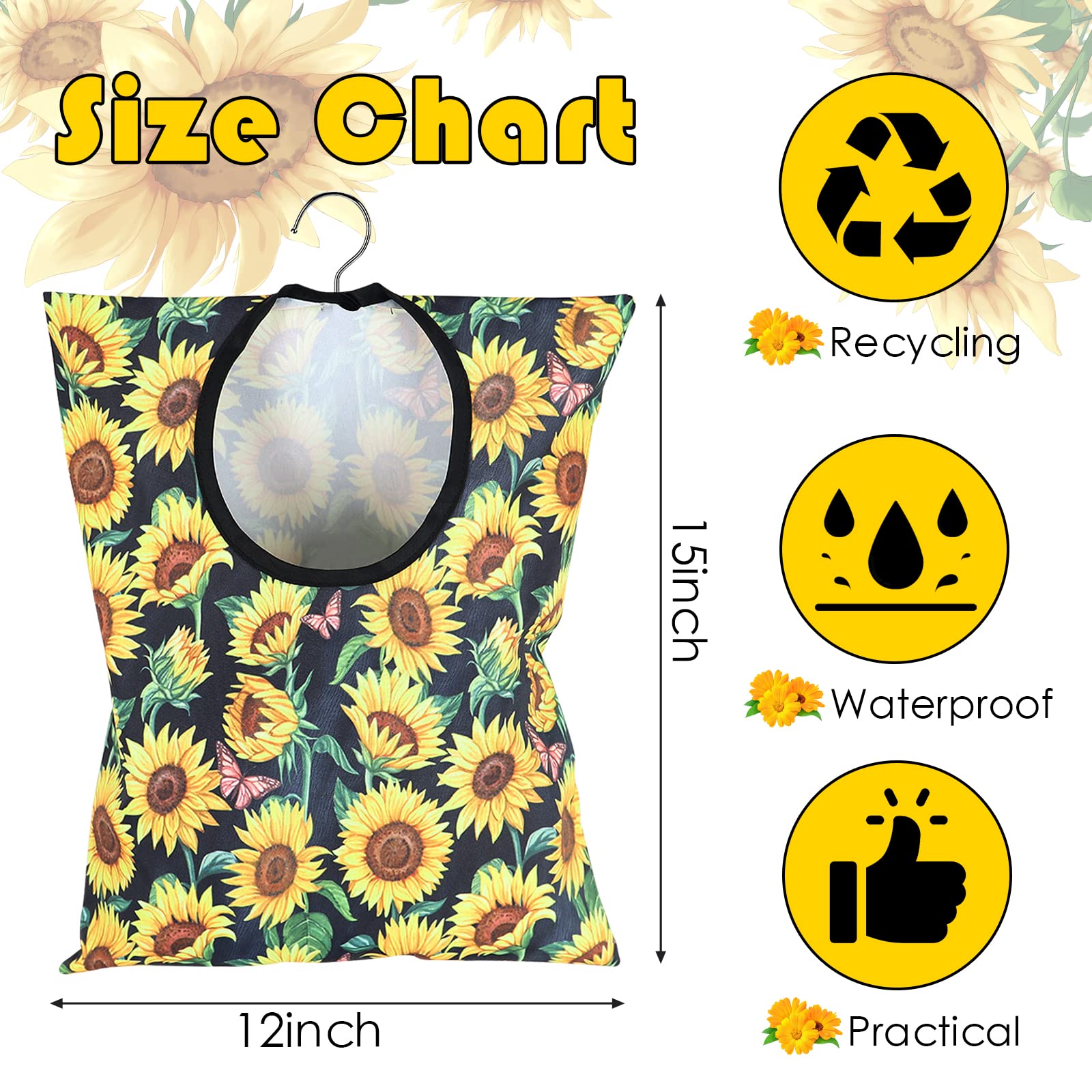 2 Pcs Sunflower Clothes Pin Bag Clothespin Bag Holder Clothespin Holder 15 X 11 Inch Clothes Pin Hanging Bag Clothespin Bag For